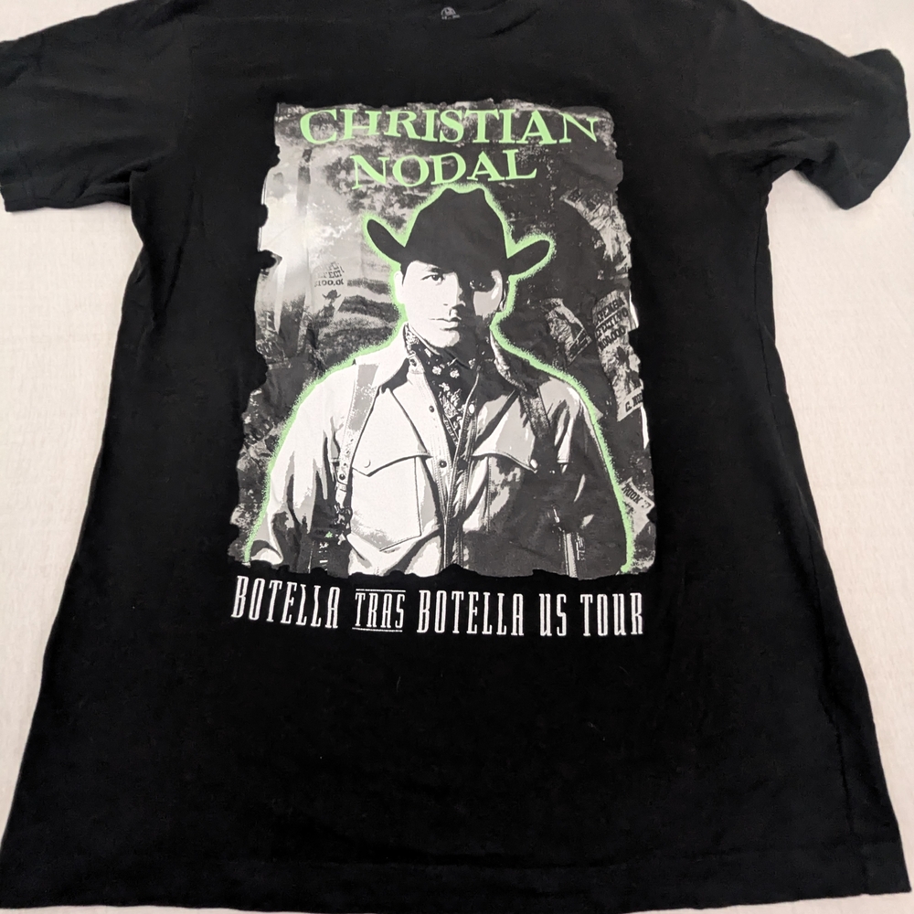 Christian Nodal 2021 Botella Tras Botella Concert Tee Tour Locals On Back Medium